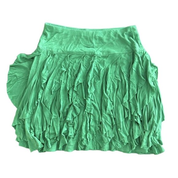International Concepts Kelly Green Ruffle Tiered Short Skirt Flowy Lined - Picture 3 of 8